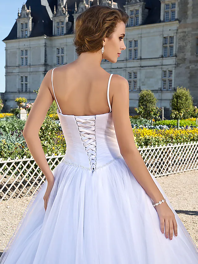Ball Gown Wedding Dresses Sweetheart Neckline Floor Length Tulle Sleeveless Long