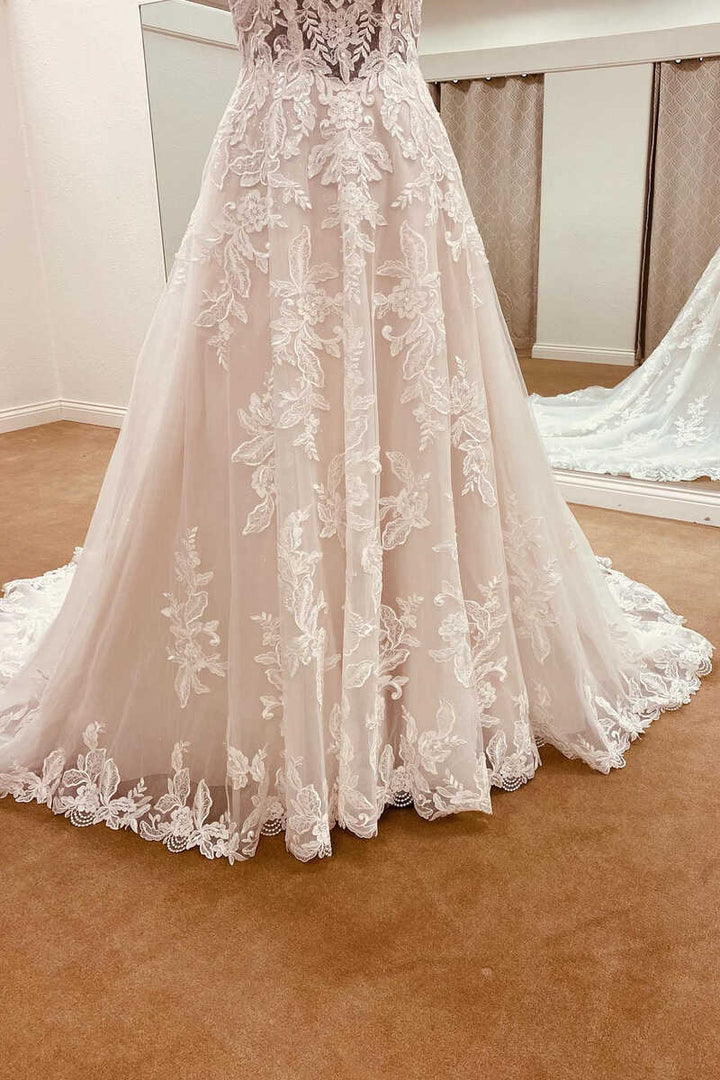 Wedding Dresses Lace Sweetheart Straps A-Line Long Bridal Gown Beautiful