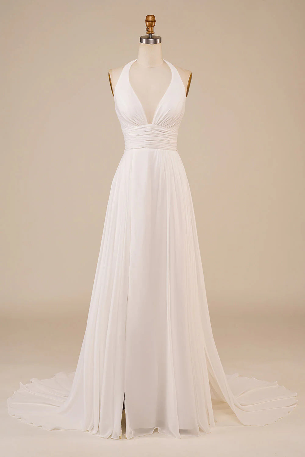 A-Line Sweep Train Wedding Dress with Slit Sexy