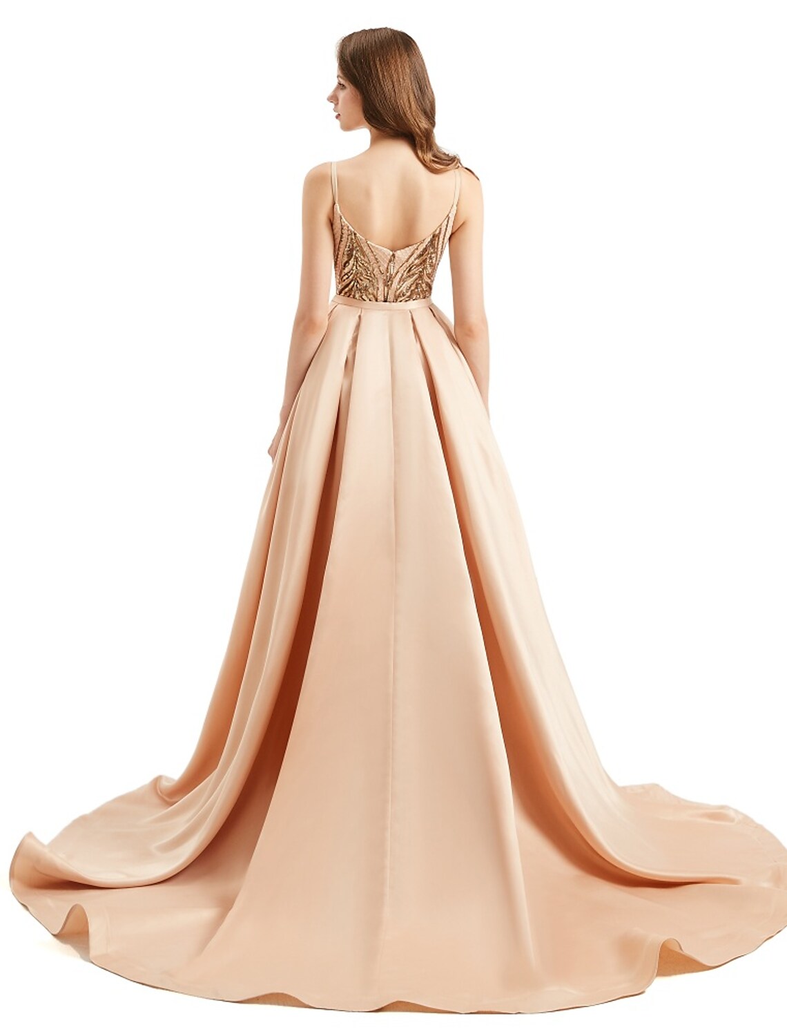 Mermaid / Trumpet Evening Gown Elegant Dress Engagement Detachable Sleeveless V Neck Detachable Sequined