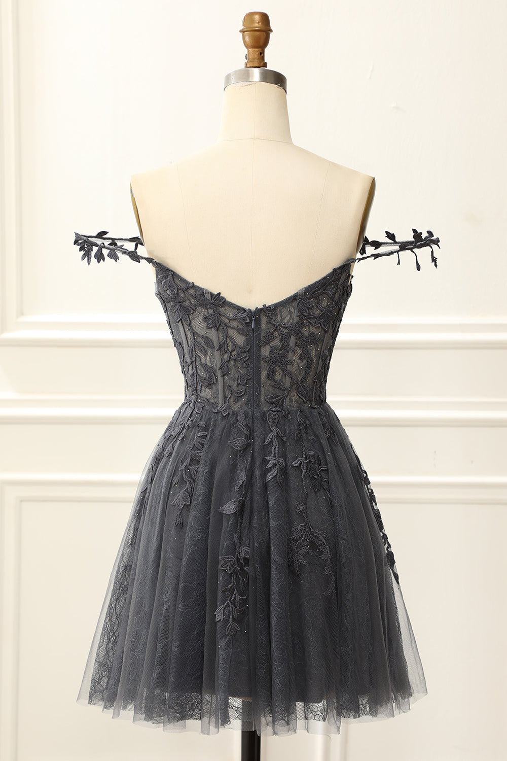 Off The Shoulder Corset Cute Homecoming Dress With Appliques Short