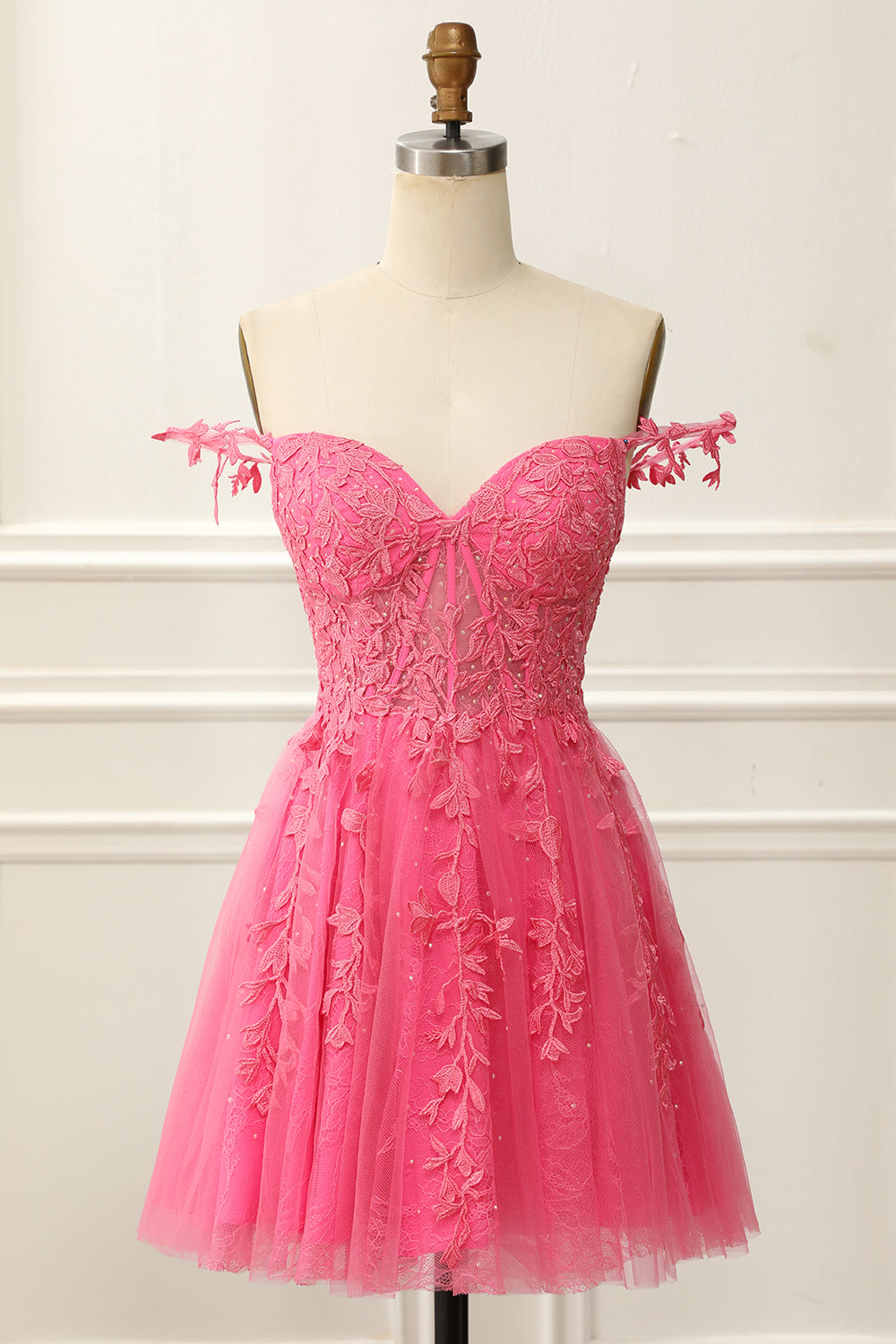 Off The Shoulder Corset Cute Homecoming Dress With Appliques Short