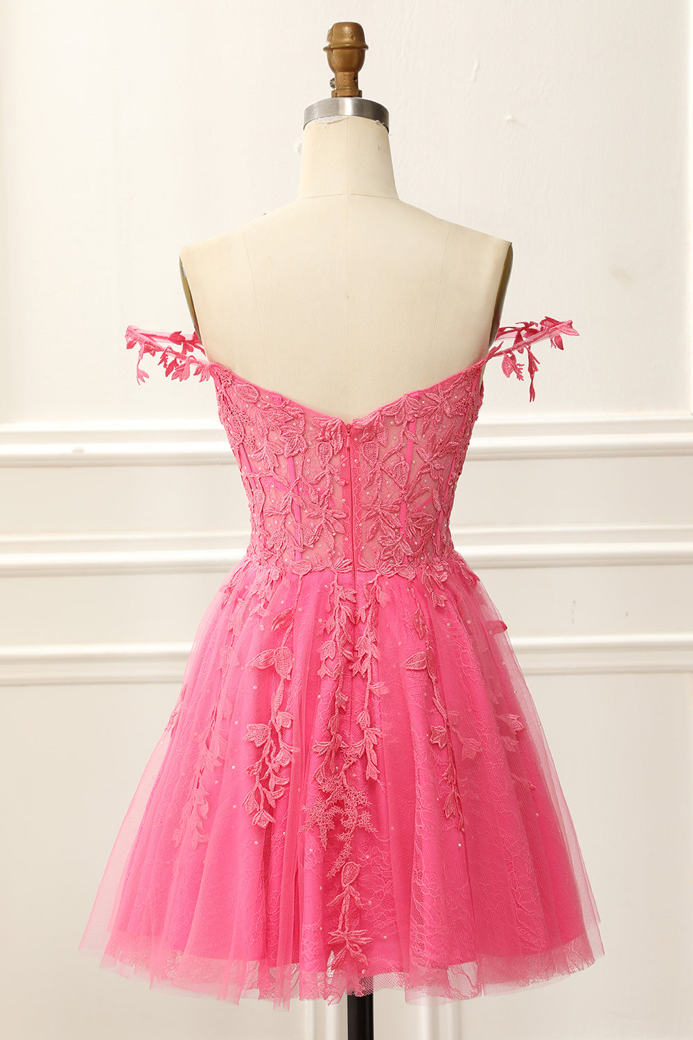 Off The Shoulder Corset Cute Homecoming Dress With Appliques Short