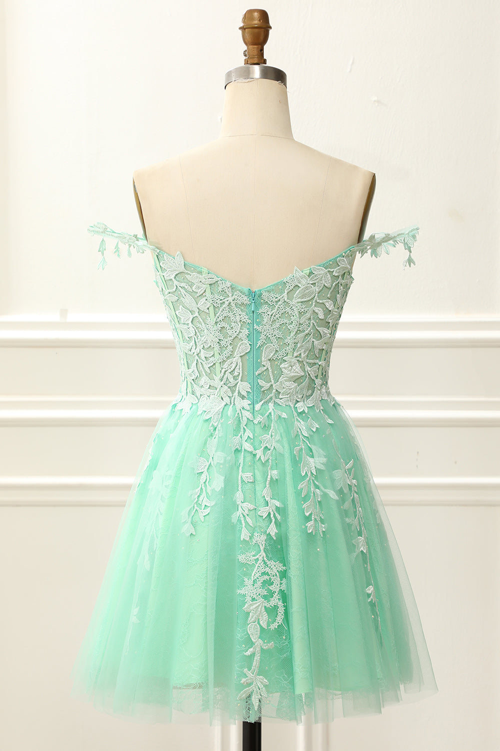 Off The Shoulder Corset Cute Homecoming Dress With Appliques Short
