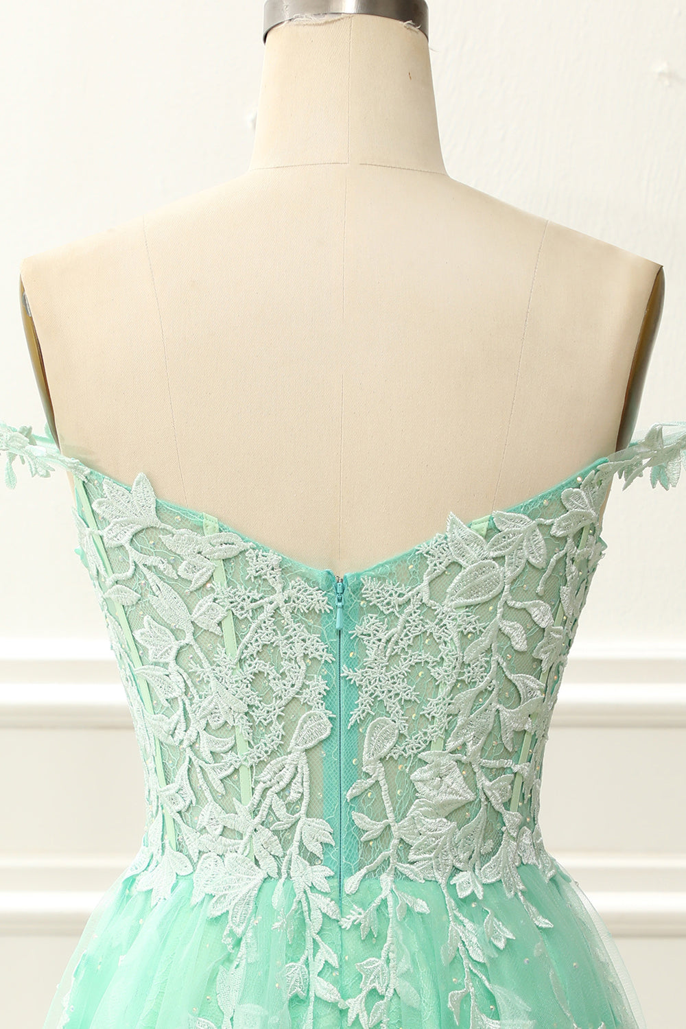 Off The Shoulder Corset Cute Homecoming Dress With Appliques Short