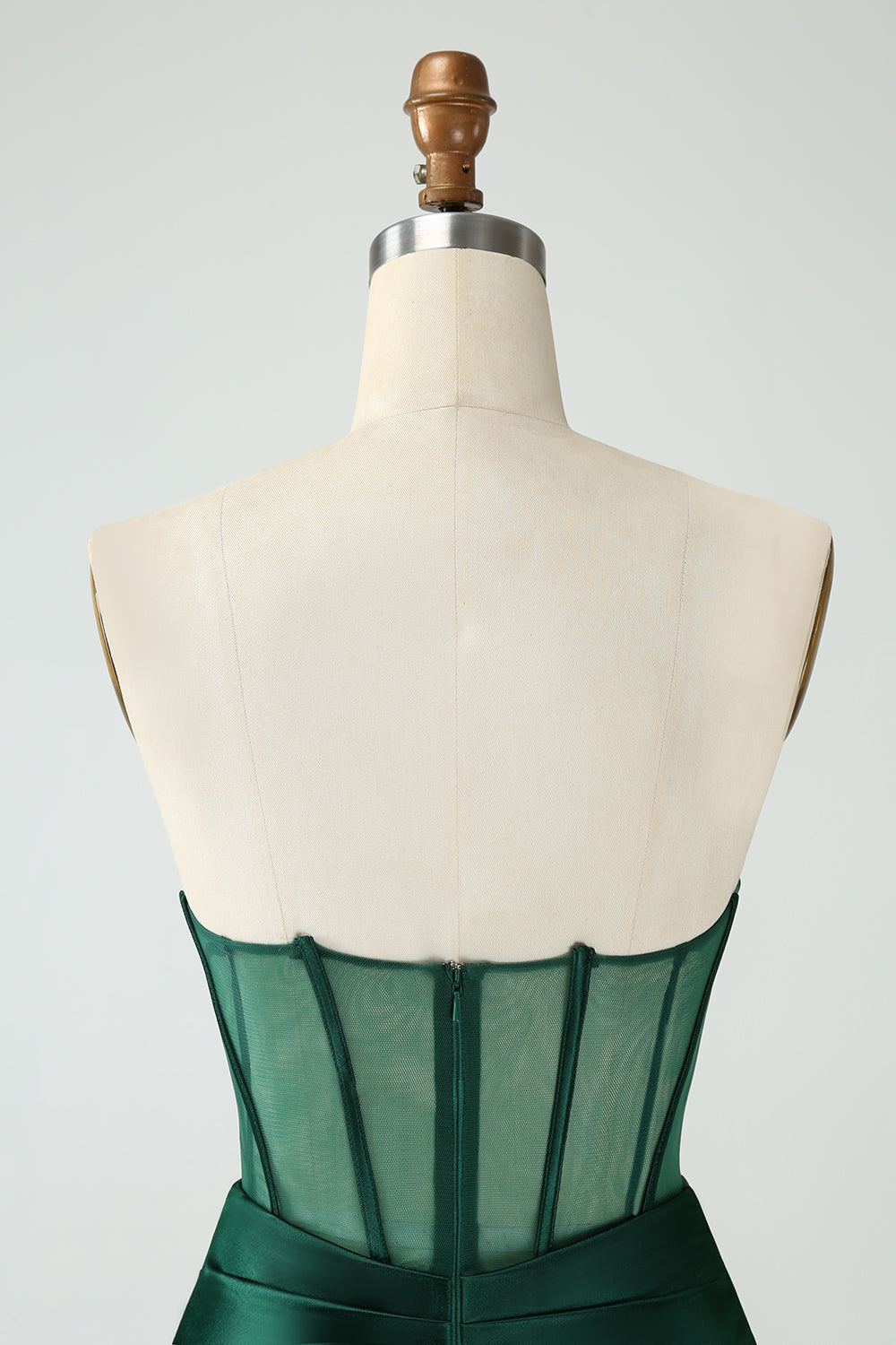 Dark Green Bodycon Strapless Corset Short Homecoming Dress Pure Color