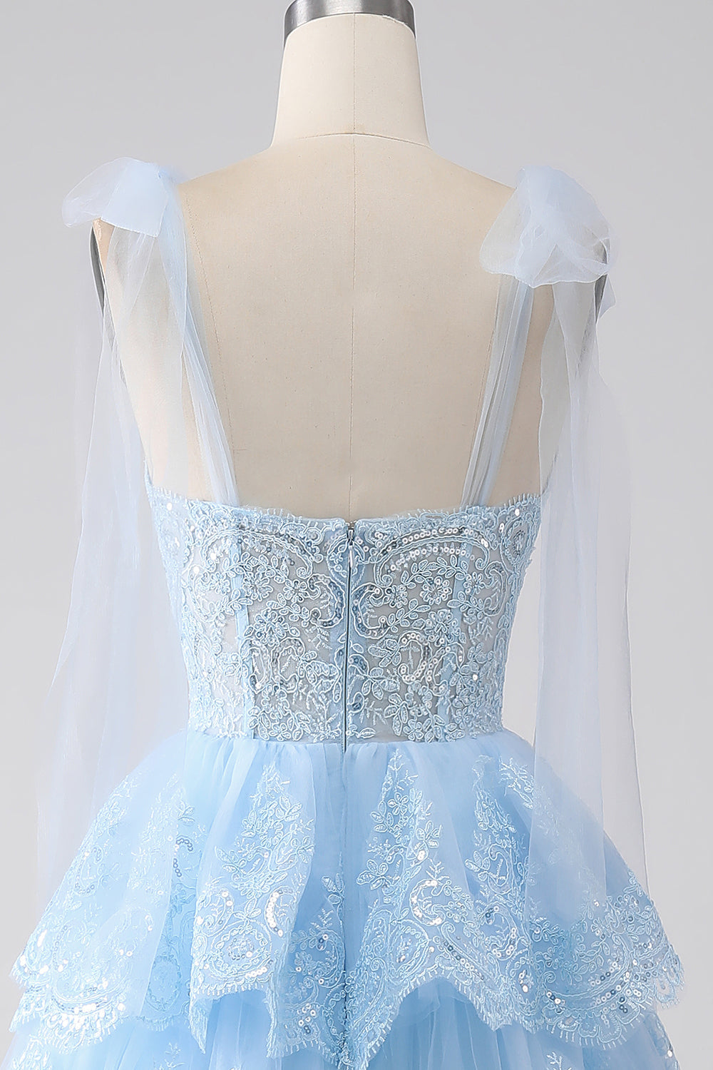 Spaghetti Straps Dark Blue Tiered Sequined Prom Dress with Appliques Sexy