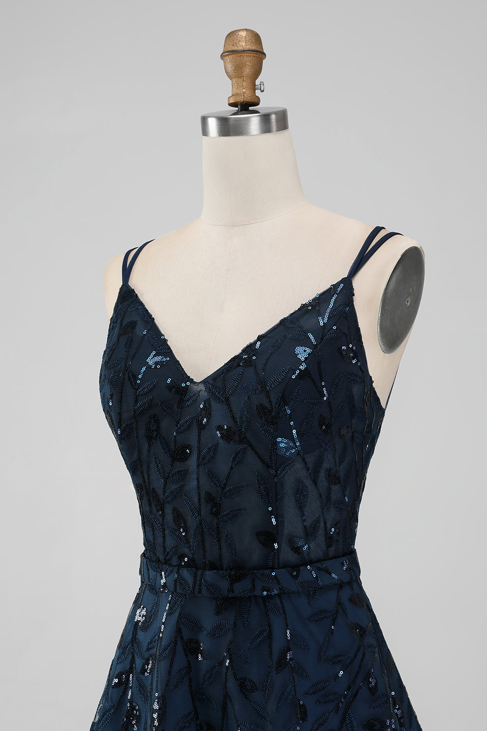 Sparkly Navy A Line Spaghetti Straps Sequins Short Homecoming Dress Sexy