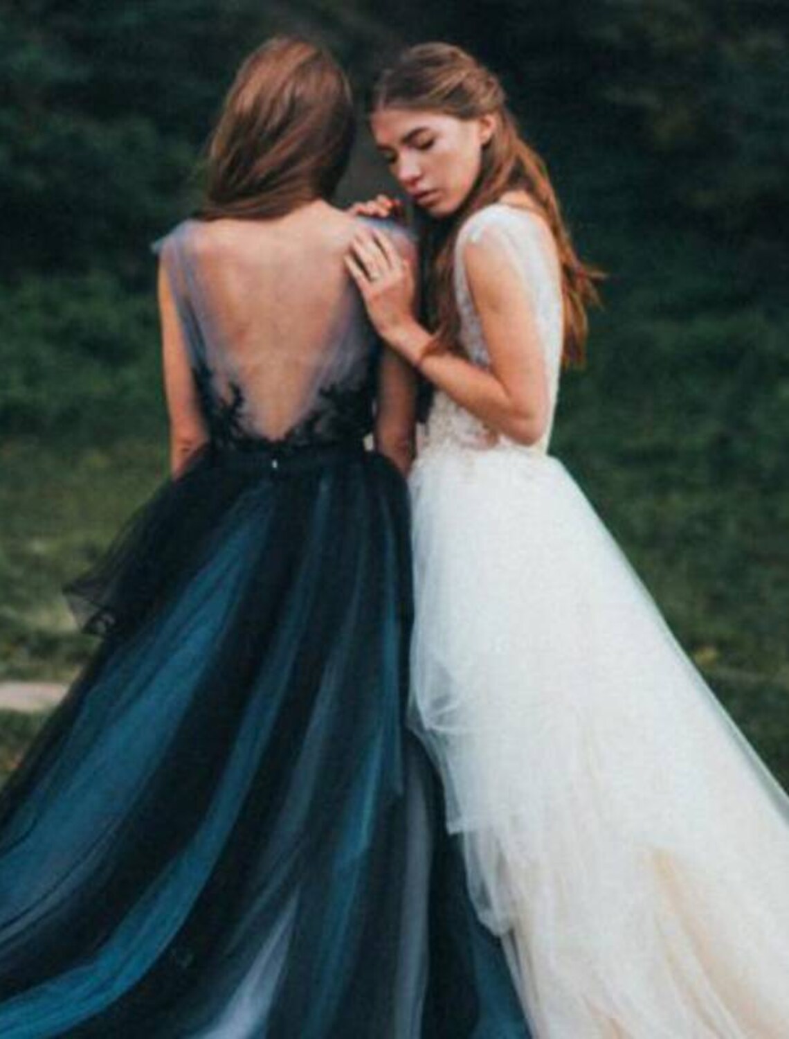 Ball Gown Evening Gown Color Block Dress Engagement Sweep / Brush Train Sleeveless V Neck Tulle V Back