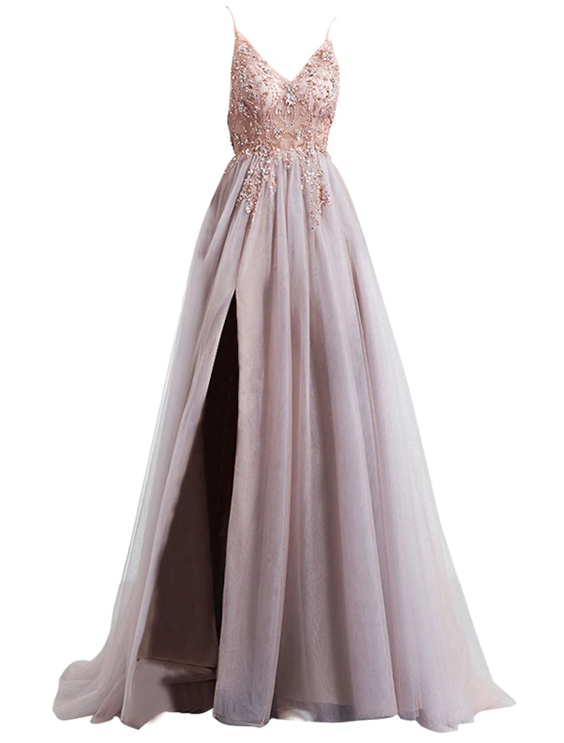 Pink dress bride wedding toast dress dinner annual meeting sling light yarn catwalk high slit Wedding Evening Dresses