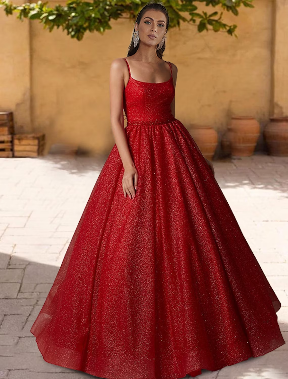 Ball Gown Quinceanera Dresses Sparkle & Shine Dress Sweet 16 Floor Length Sleeveless Spaghetti Strap Tulle with Glitter