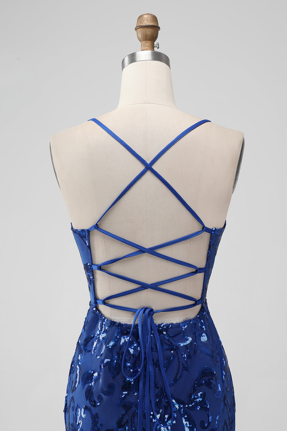 Royal Blue Bodycon Sequins Short Homecoming Dress with Lace-up Back Sparkly