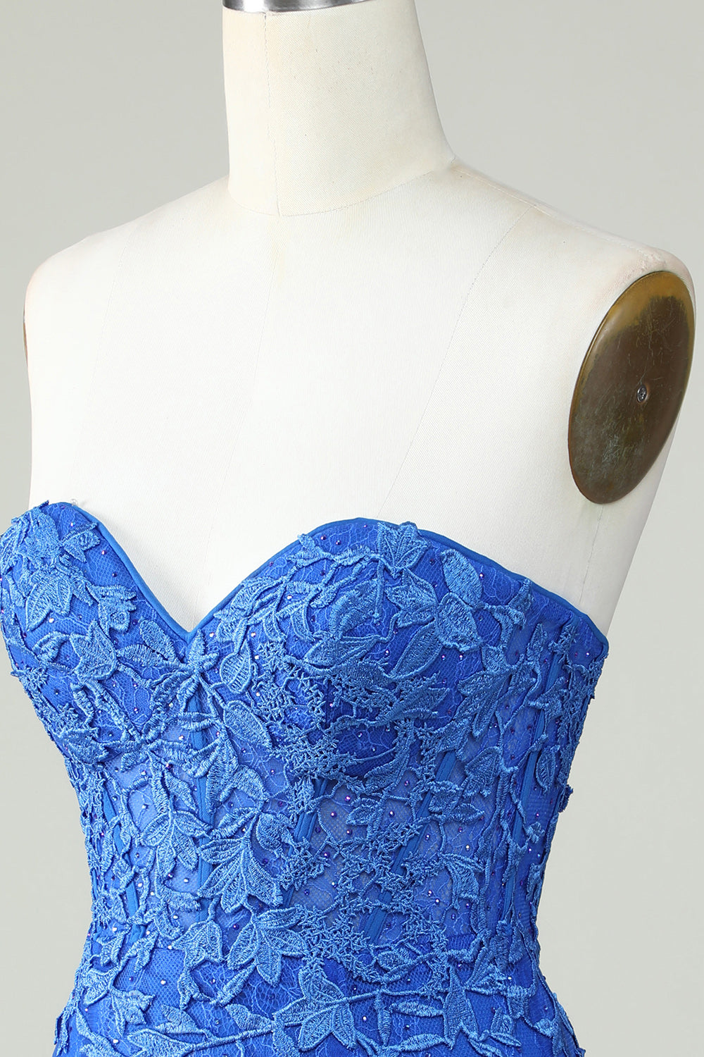 Royal Blue Strapless Tight Homecoming Dress With Appliques Off Shoulder