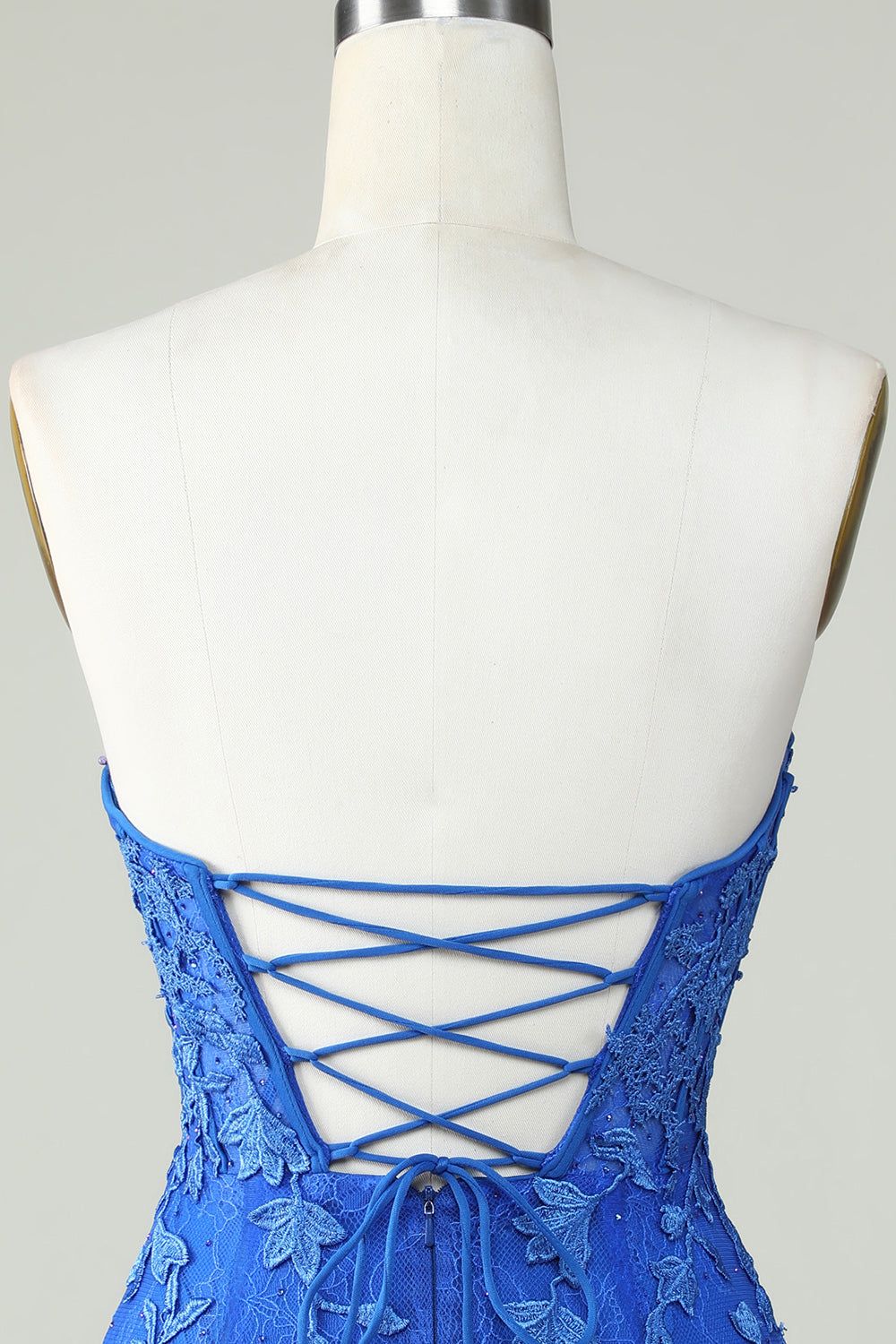 Royal Blue Strapless Tight Homecoming Dress With Appliques Off Shoulder