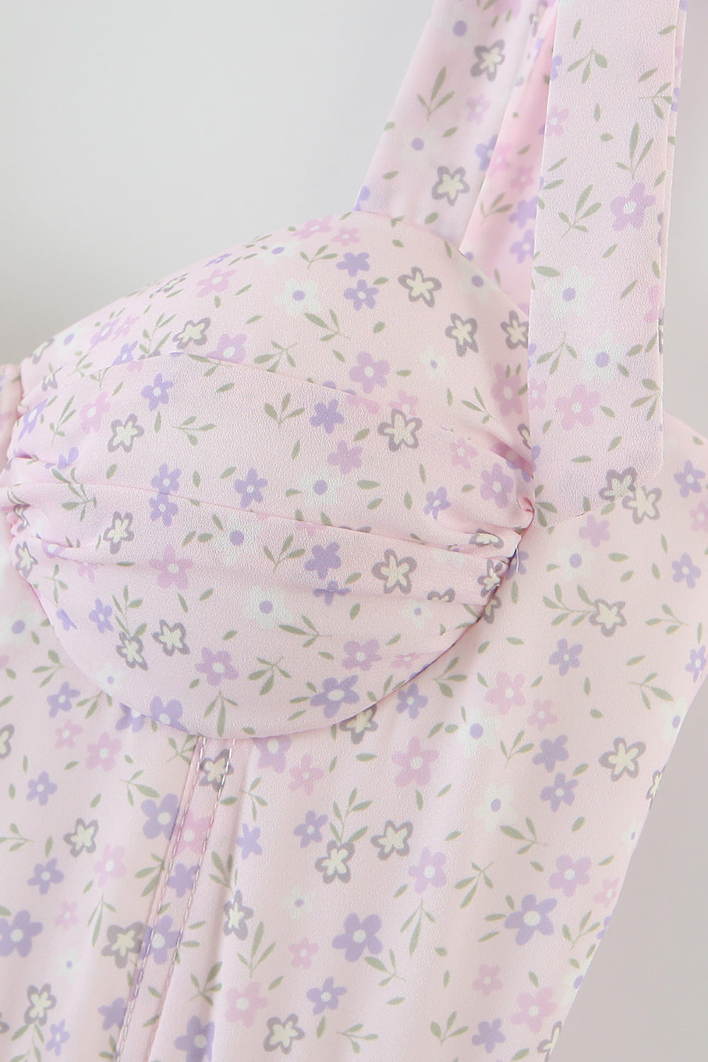 Pink A-Line Tie Straps Printed Graduation Dress Short