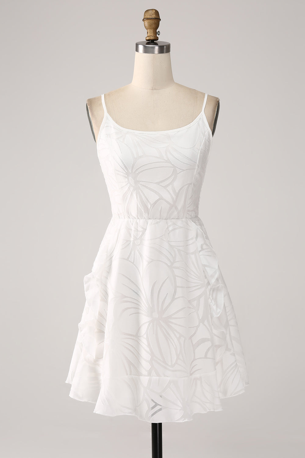 Cute A-Line Spaghetti Straps Short White Graduation Dress Sexy