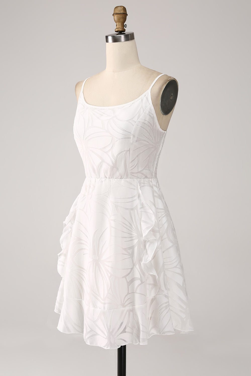 Cute A-Line Spaghetti Straps Short White Graduation Dress Sexy