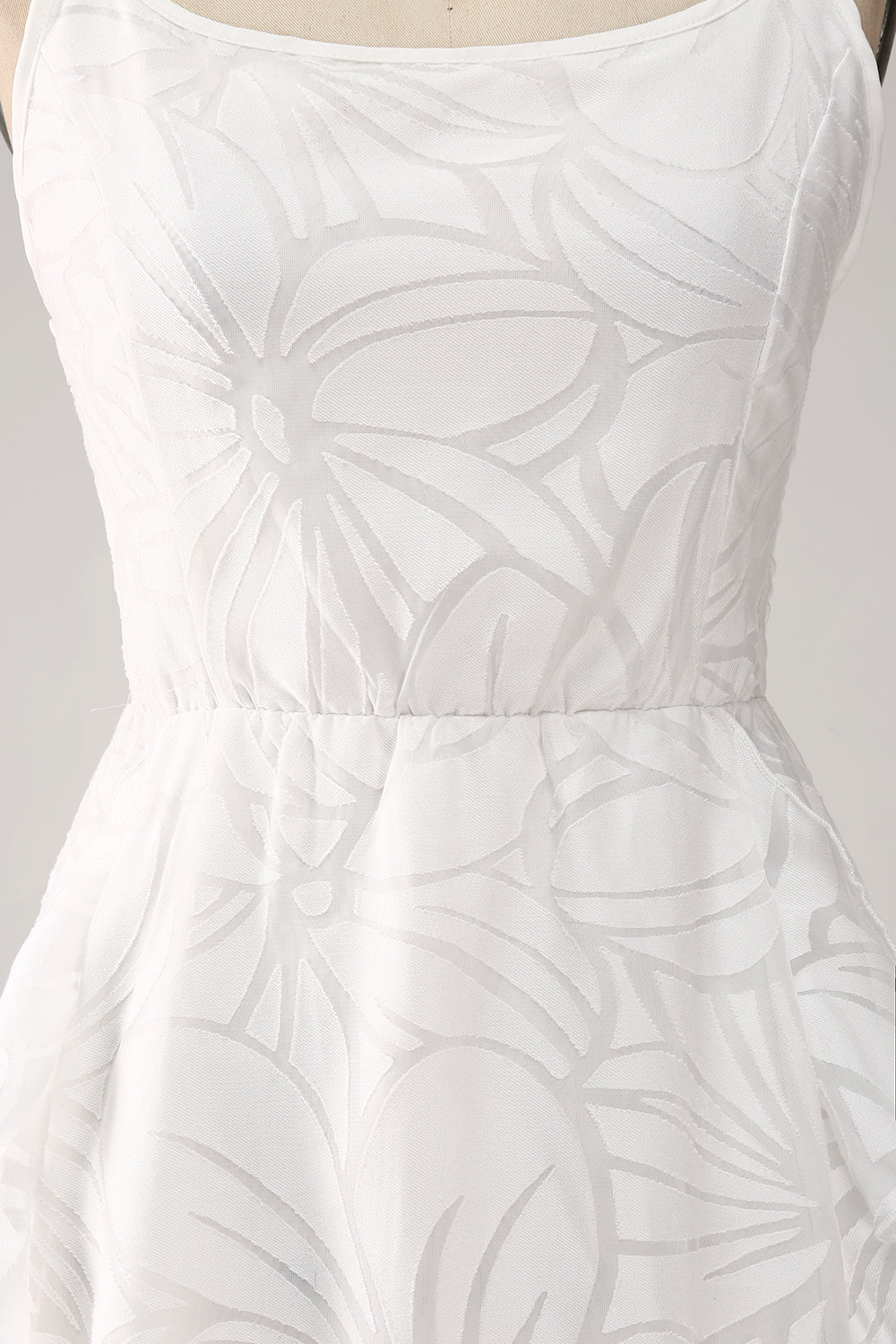 Cute A-Line Spaghetti Straps Short White Graduation Dress Sexy