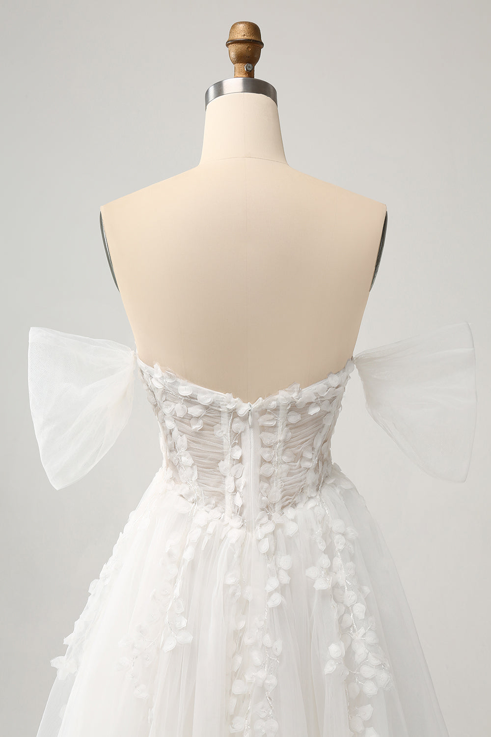 Princess White A-Line Off The Shoulder Corset Wedding Dress with Appliques Lace Sexy