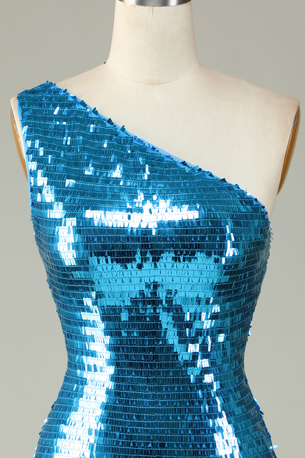 Glitter Royal Blue Sheath One Shoulder Sequins Tight Homecoming Dress Sparkly