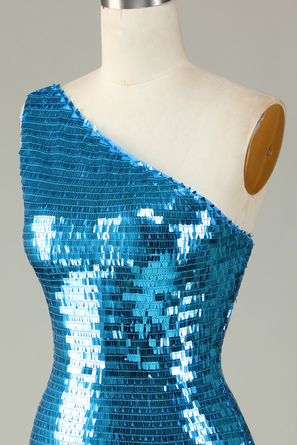 Glitter Royal Blue Sheath One Shoulder Sequins Tight Homecoming Dress Sparkly