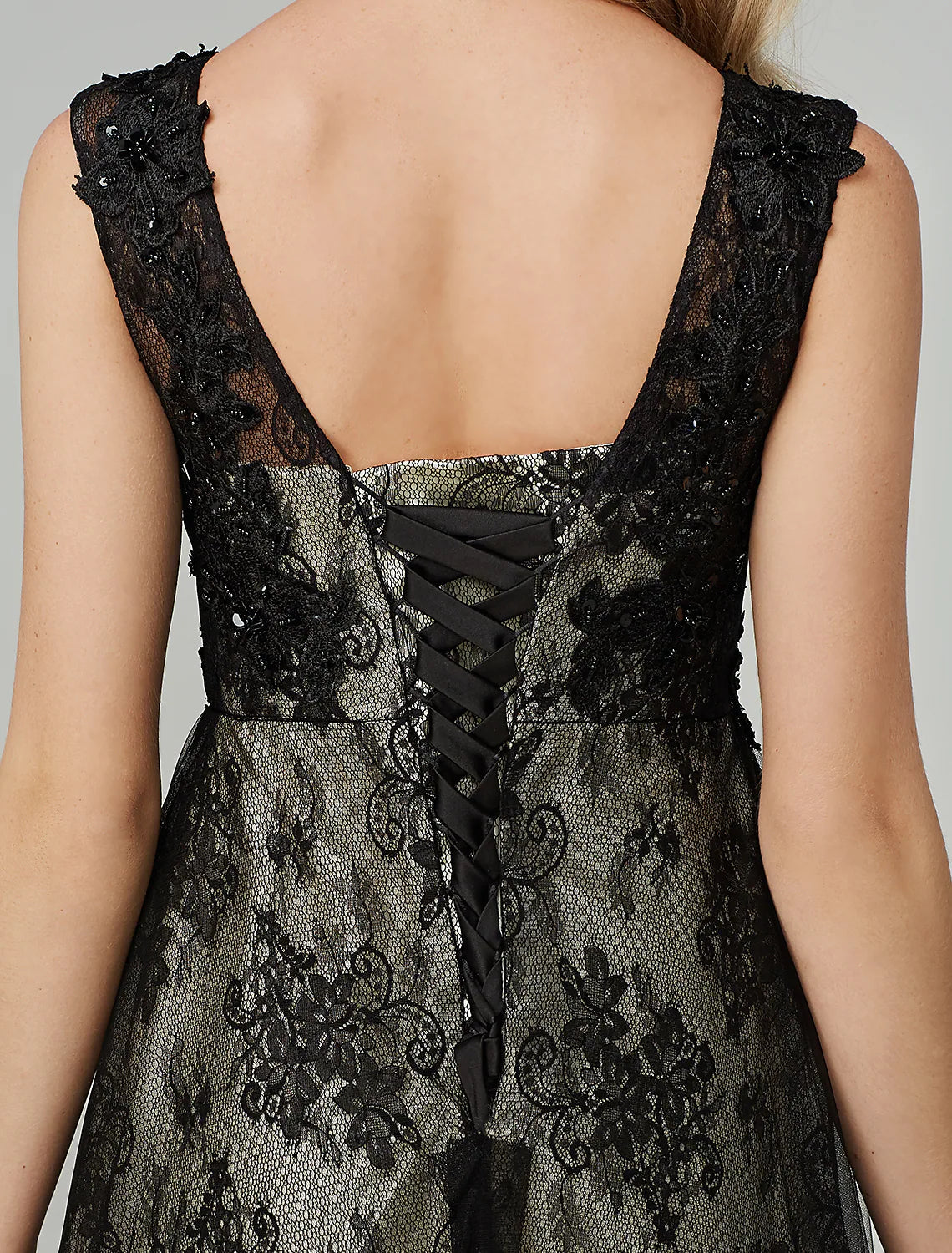 A-Line Open Back Dress Holiday Floor Length Sleeveless Jewel Neck Tulle with Appliques Evening Dresses