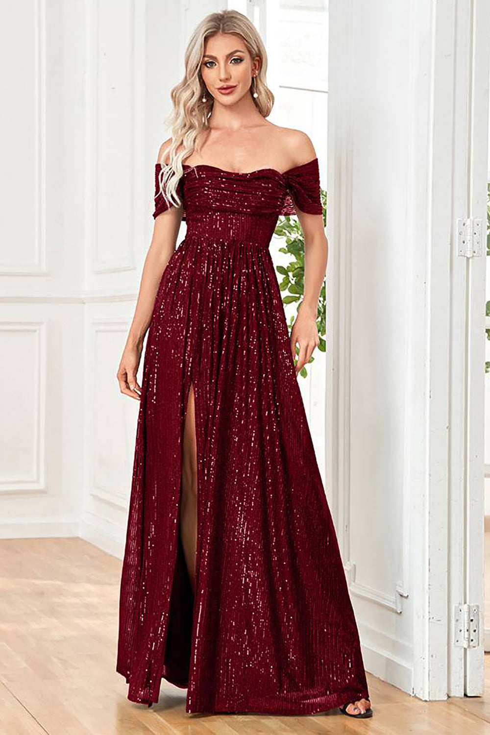 Glitter Dark Green Sheath Long Sequined Prom Dress With Slit Sparkly Evening Dresses