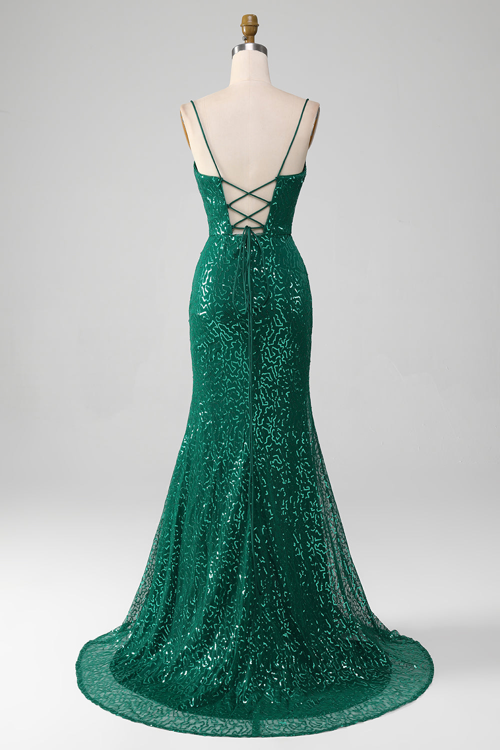 Dark Green Mermaid Sparkly Beaded Sequins Long Prom Dress with Slit Sexy Evening Dresses