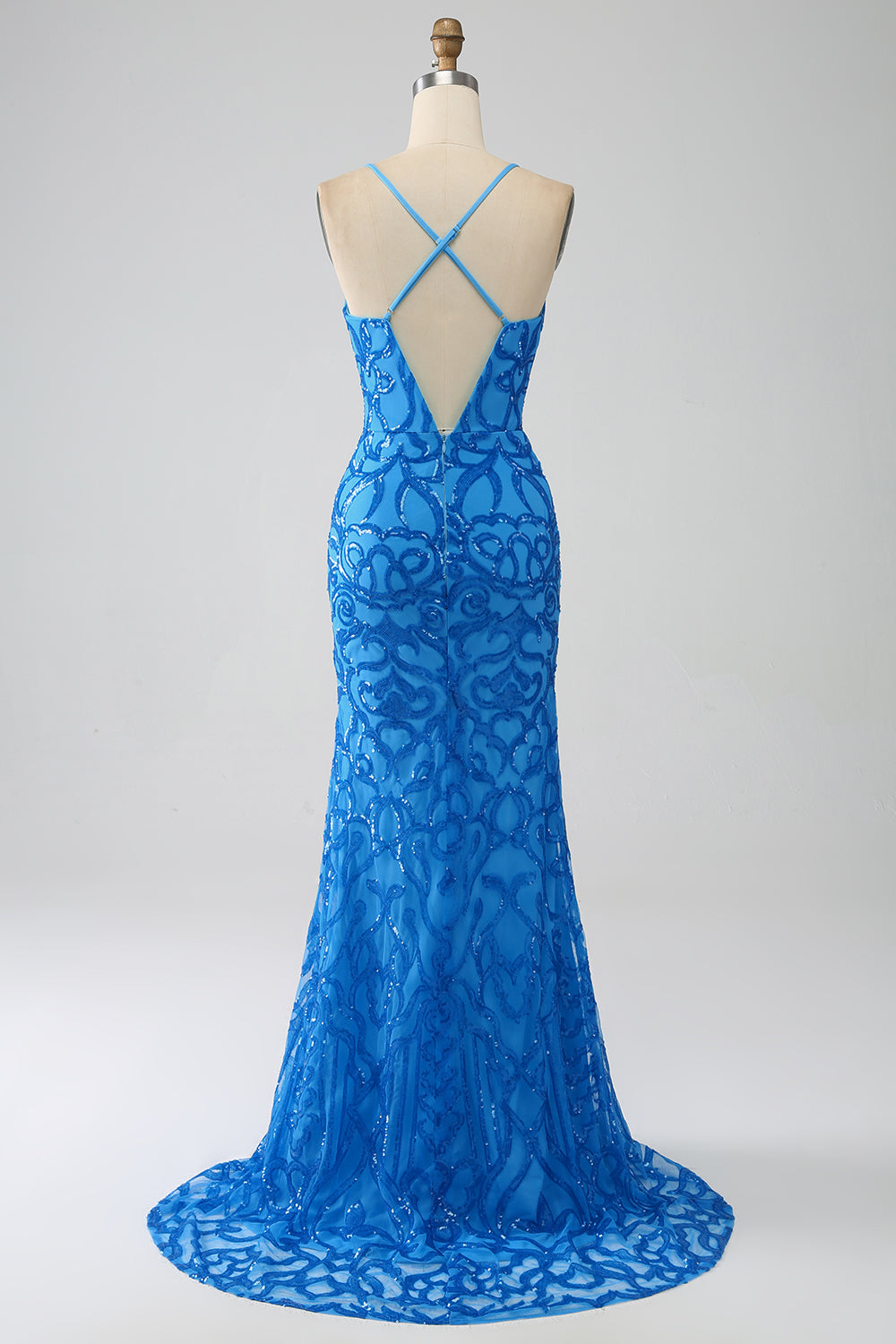 Mermaid Spaghetti Straps Deep V Neck Sequins Long Prom Dress Sexy Evening Dresses