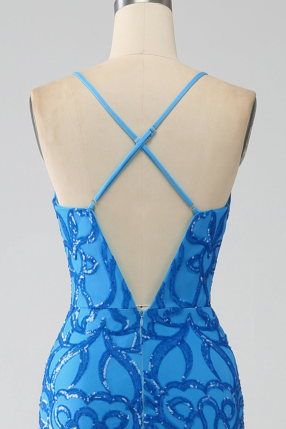 Mermaid Spaghetti Straps Deep V Neck Sequins Long Prom Dress Sexy Evening Dresses