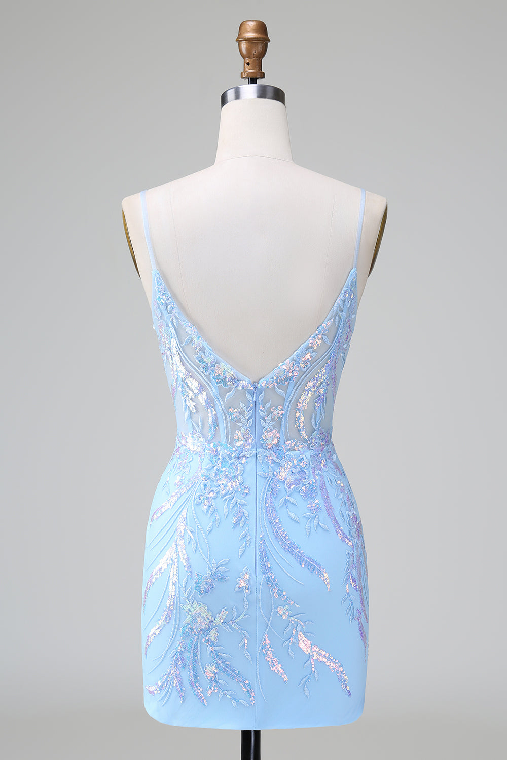 Sparkly Bodycon Spaghetti Straps Corset Short Homecoming Dress with Sequins Beautiful
