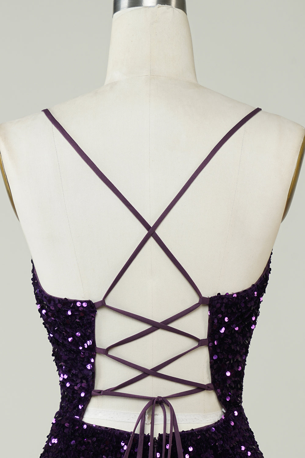 Sparkly Purple Sheath Backless Sequins Tight Short Homecoming Dress with Slit Sexy
