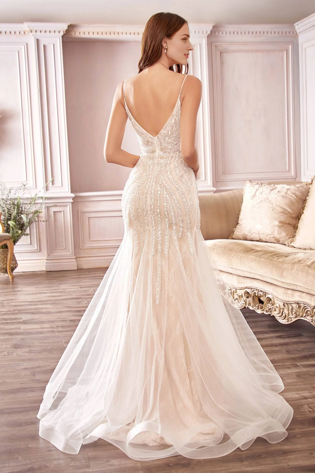 Beaded Mermaid Gown V-neck Long Prom Dresses Sparkly Sexy