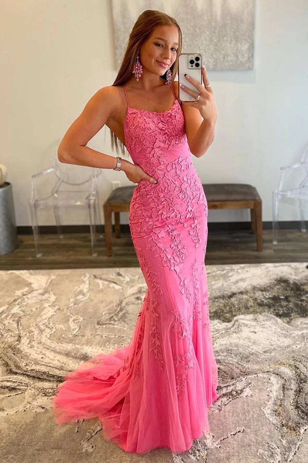 A-Line Mermaid Blue Long Prom Dress Backless Evening Dress