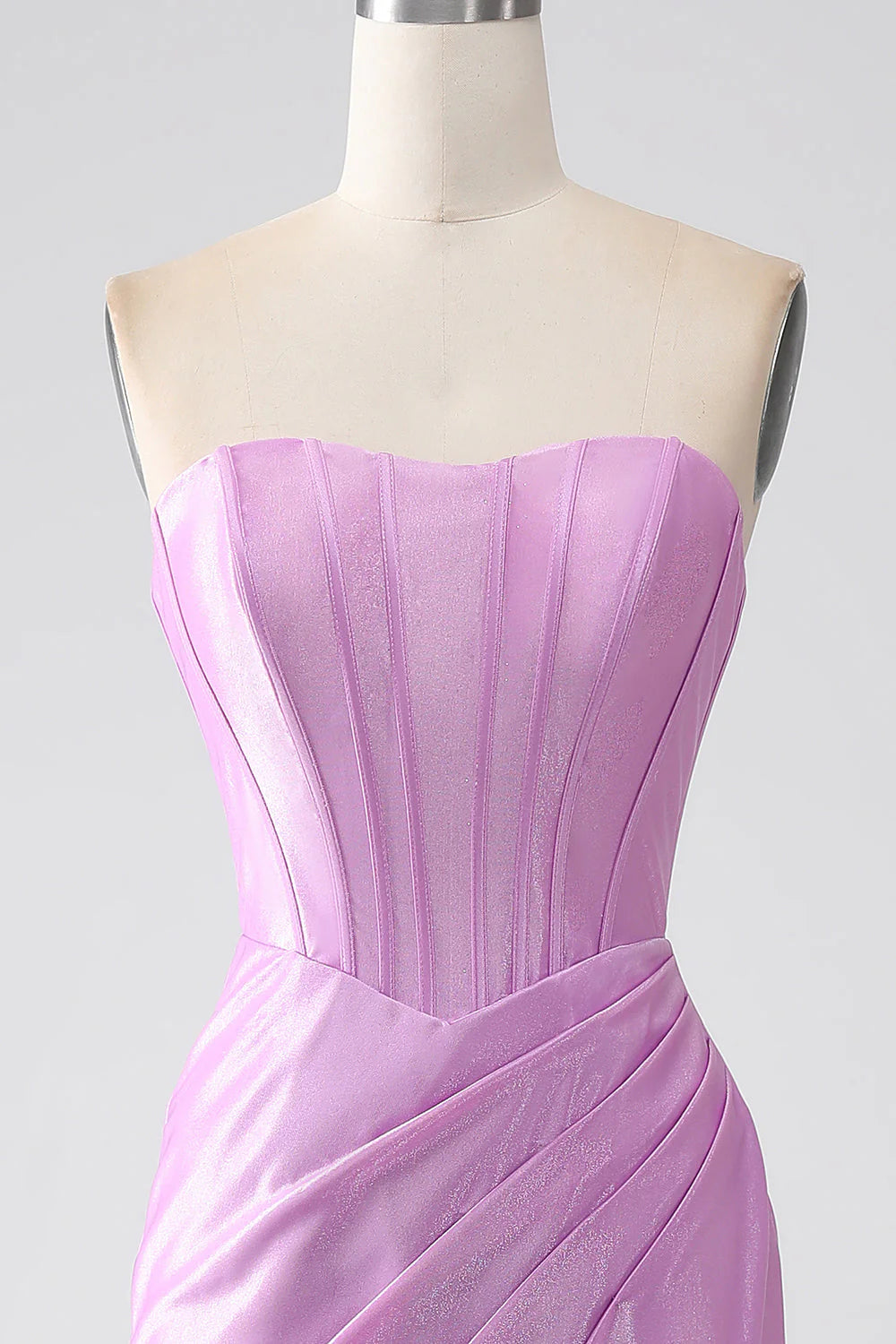 Mermaid Corset Prom Dress with Pleated Off Shoulder Pure Color Long