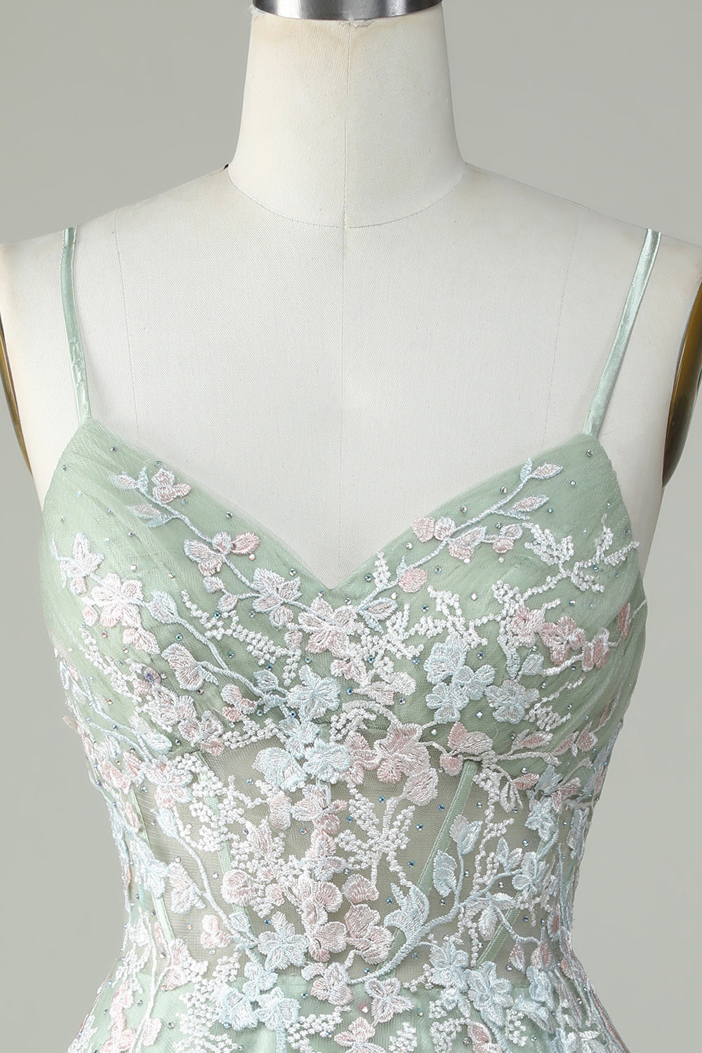 A Line Green Cute Corset Homecoming Dress With Appliques Short Party Dress