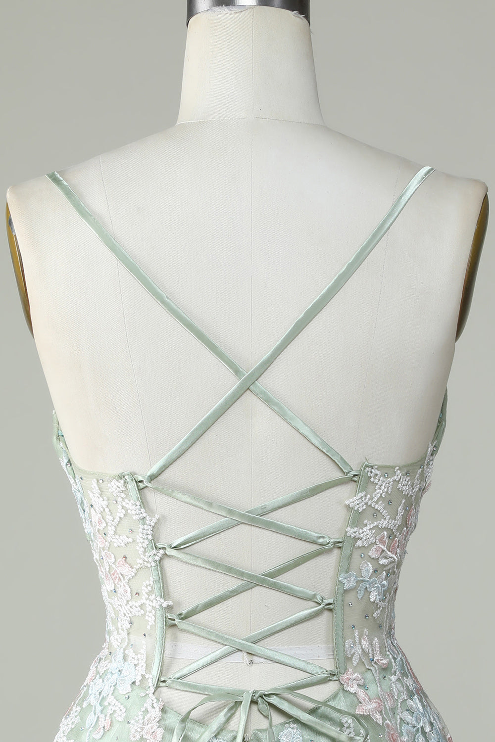 A Line Green Cute Corset Homecoming Dress With Appliques Short Party Dress