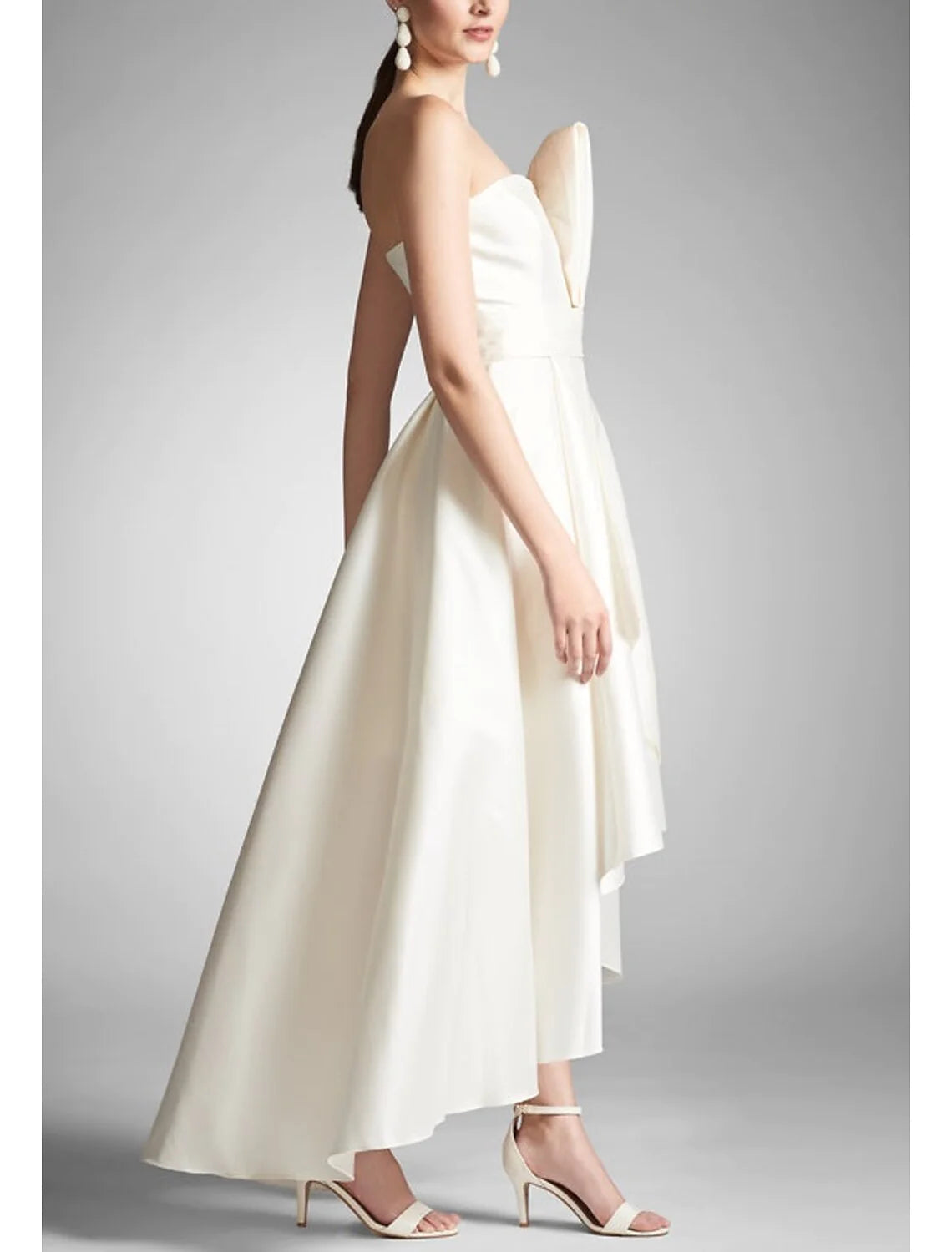 A-Line Prom Dresses Elegant Dress Formal Prom Asymmetrical Sleeveless Strapless Taffeta Party Dress
