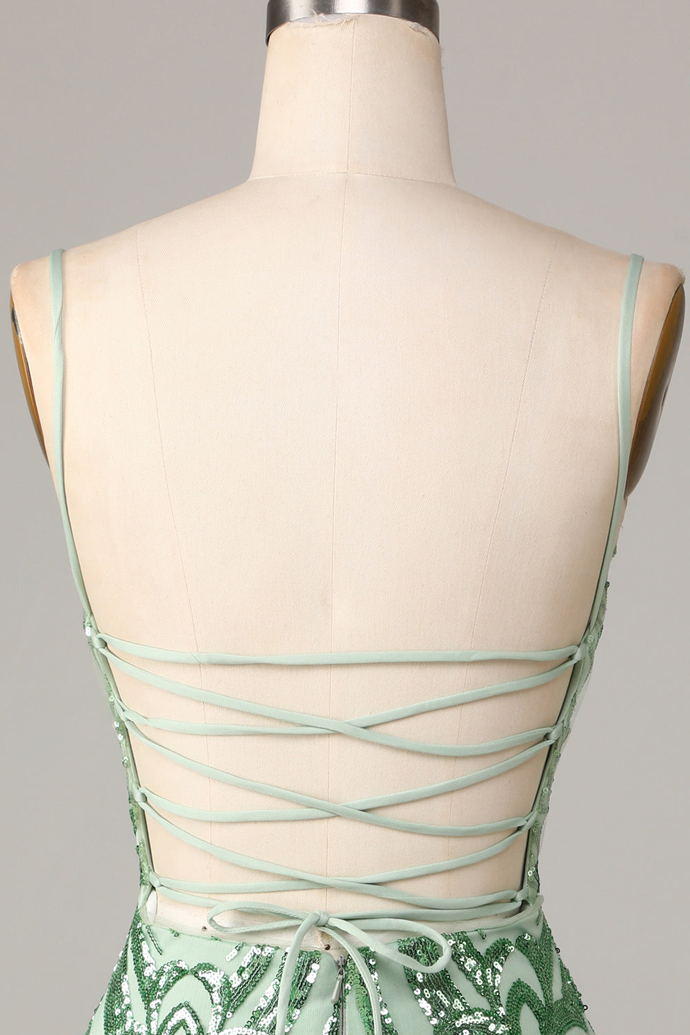 Bodycon Spaghetti Straps Green Sequins Short Homecoming Dress Sparkly