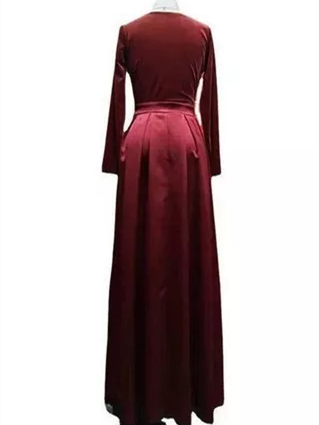 Burgundy A-Line/Princess V-neck Evening Dresses Long Sexy