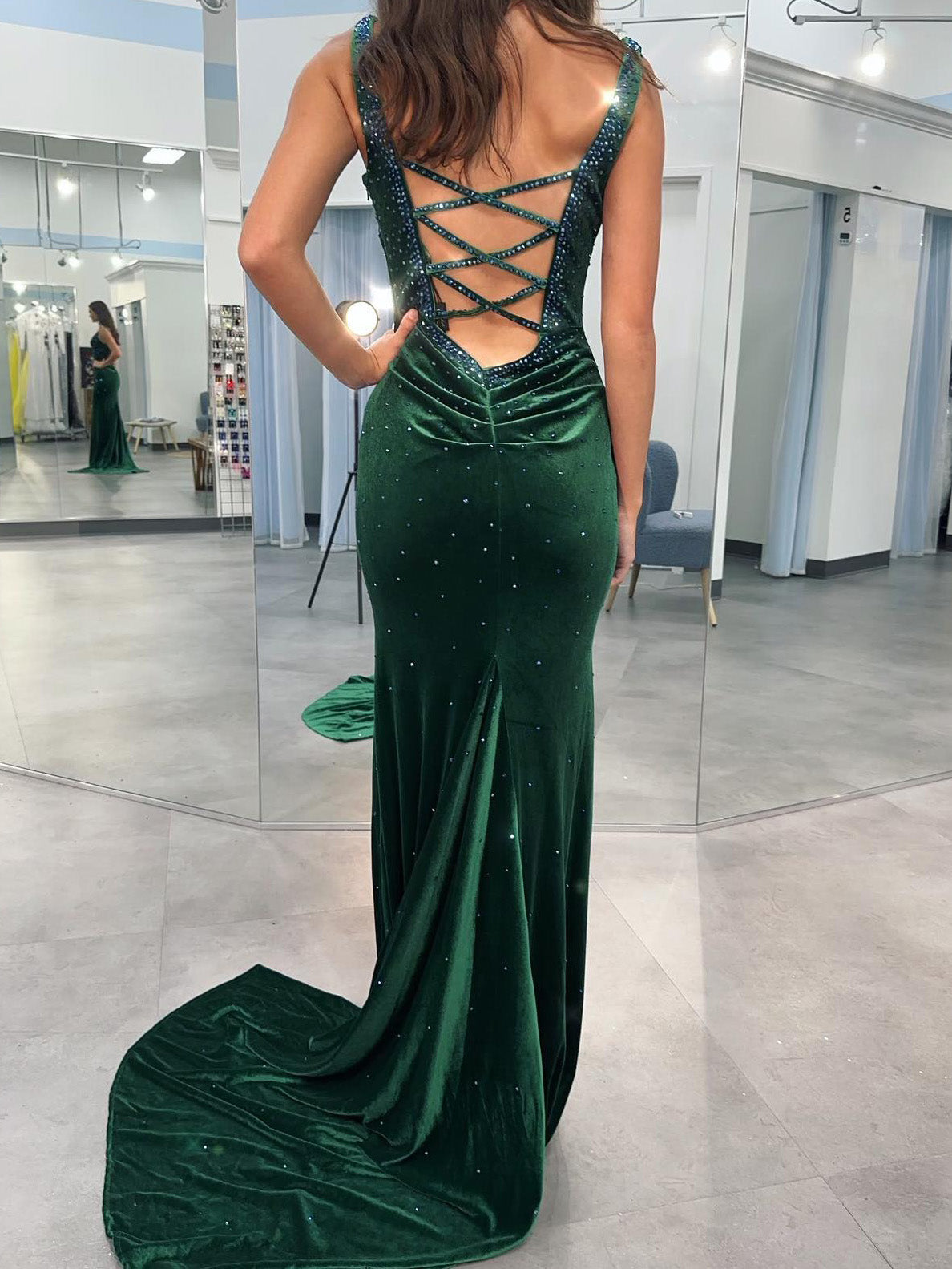 Sheath/Column V-Neck Long Dresses With Beading Sexy Evening Dresses