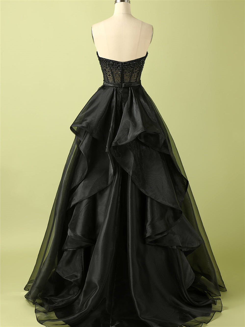Ball-Gown Strapless Sleeveless Floor-Length Beaded Evening Dress Sexy