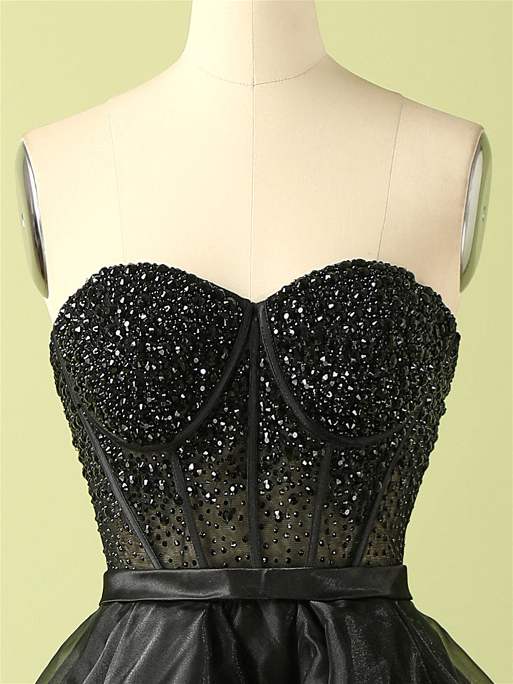 Ball-Gown Strapless Sleeveless Floor-Length Beaded Evening Dress Sexy
