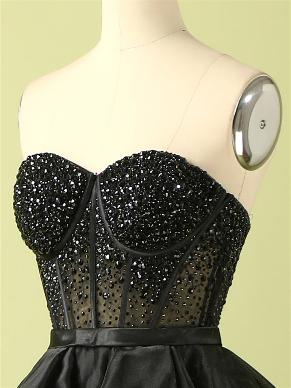 Ball-Gown Strapless Sleeveless Floor-Length Beaded Evening Dress Sexy