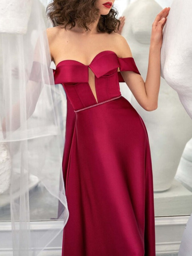 A-Line/Princess Strapless Sleeveless Floor-Length Evening Dress Off Shoulder