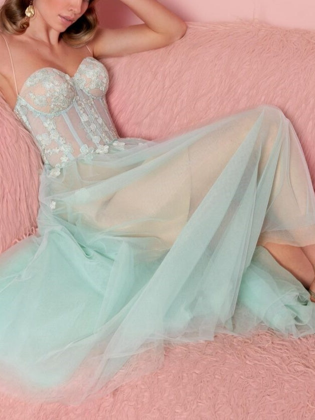 A-Line/Princess Strapless Sleeveless Tea-Length Cocktail Dress With Applique Off Shoulder