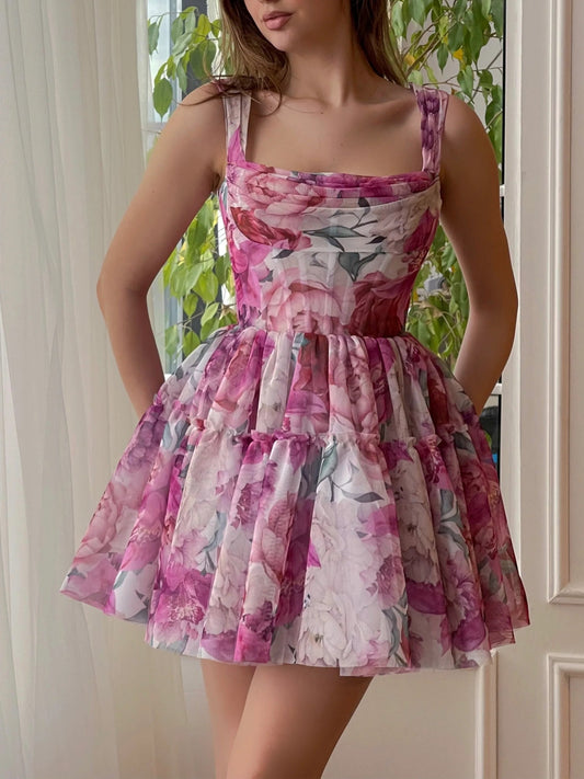 A-Line/Princess Off-The-Shoulder Sleeveless Mini Prom Dress With Applique Short