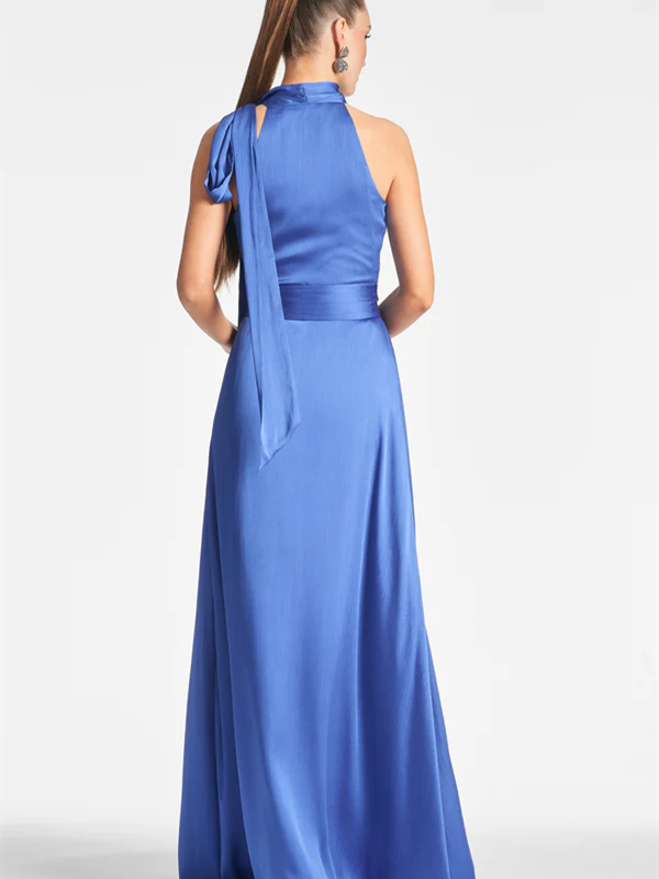 A-Line/Princess Halter Sleeveless Floor-Length Evening Dress Pure Color