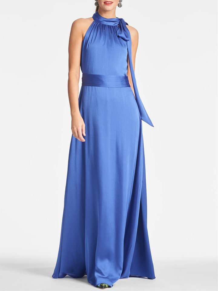 A-Line/Princess Halter Sleeveless Floor-Length Evening Dress Pure Color