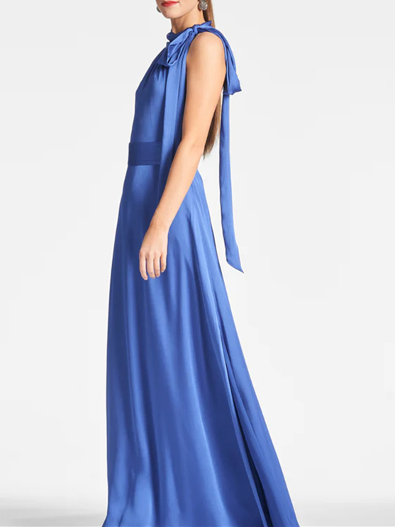 A-Line/Princess Halter Sleeveless Floor-Length Evening Dress Pure Color
